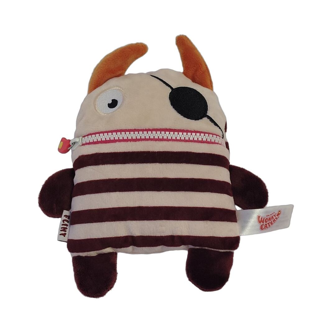 Worry Eaters Flint Monster Plush Toy Zipper Mouth Small Washable Friendship